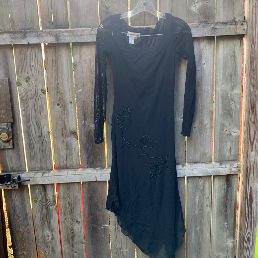 Black asymmetrical sequins dress sz. 4